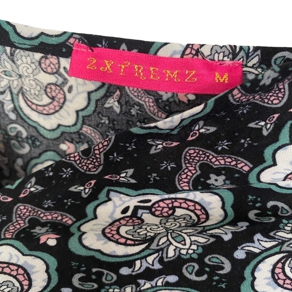 ⚡️ LAST CHANCE MARKDOWN !⭐Boho Fringe Kimono Size Medium Black Print Womens Top - Picture 7 of 11